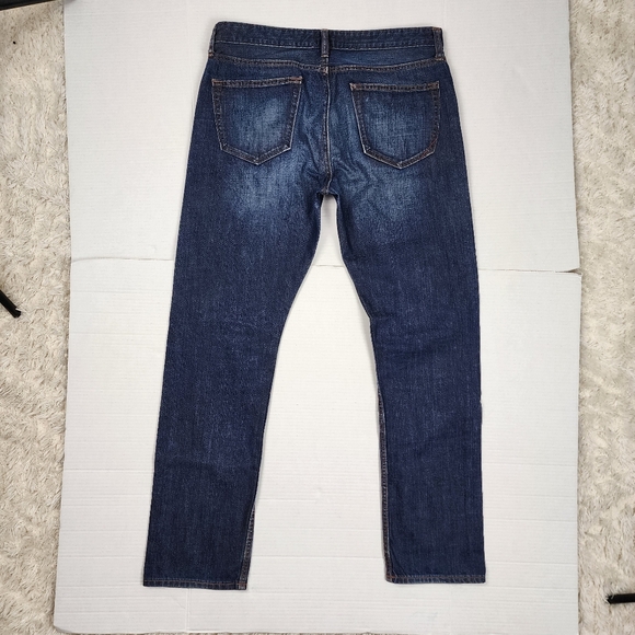 Banana Republic Factory Mens Slim Straight Jean Blue Distressed Denim Size 33x32 - Picture 3 of 13